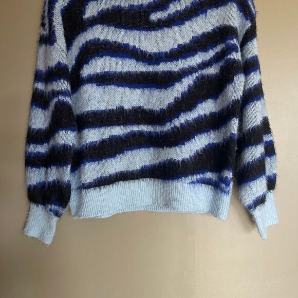 Anthropologie Salma Striped‎ Eyelash Sweater Blue Black Sz XS Casual Comfortable - Picture 6 of 13